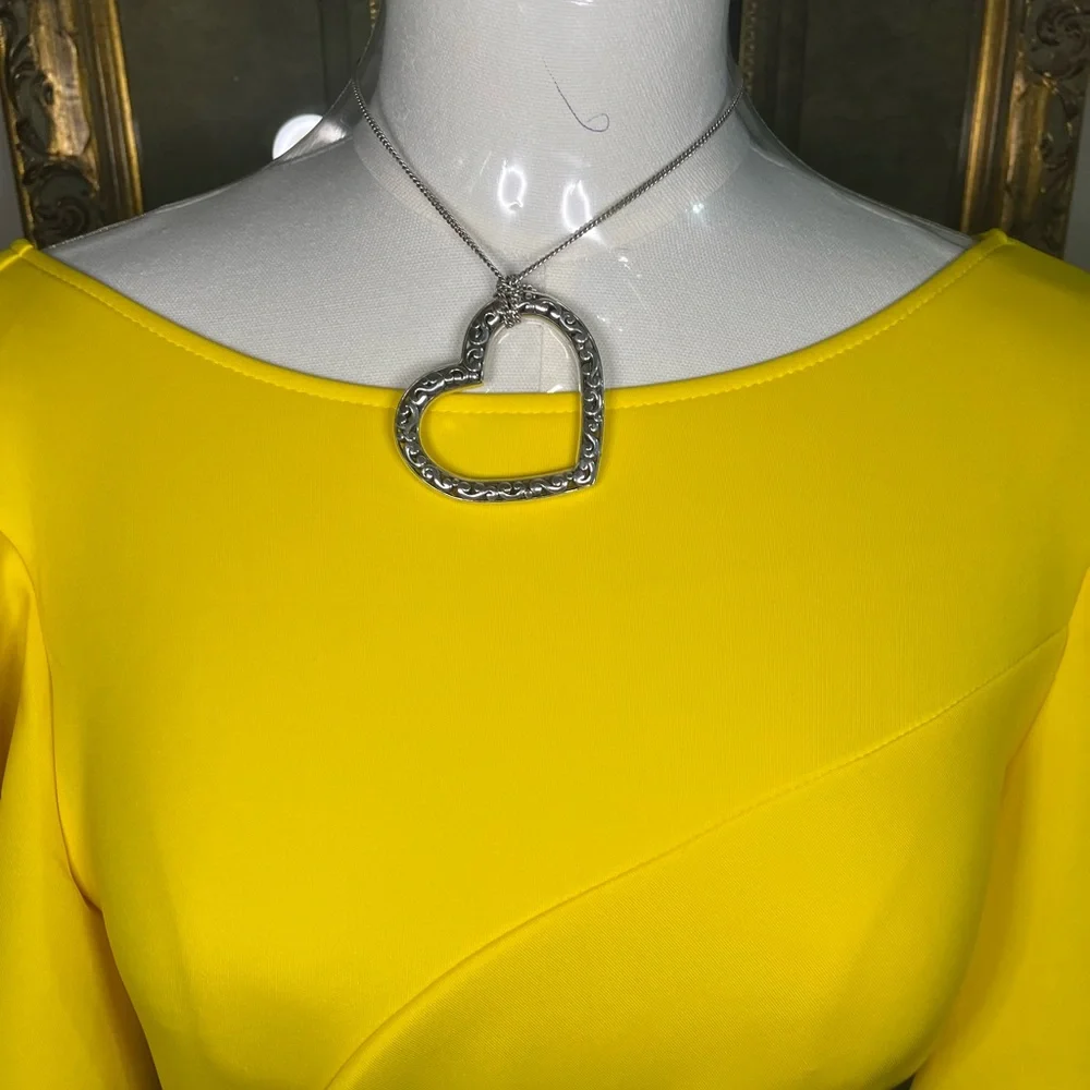 Elegant Yellow Ruffle Dress - Picture 5 of 16